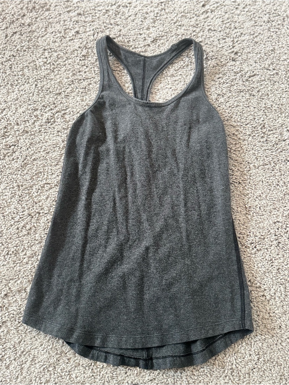 Lululemon Women’s Dark Grey Racerback Tank Top with Bra Size 4 - Picture 3 of 7